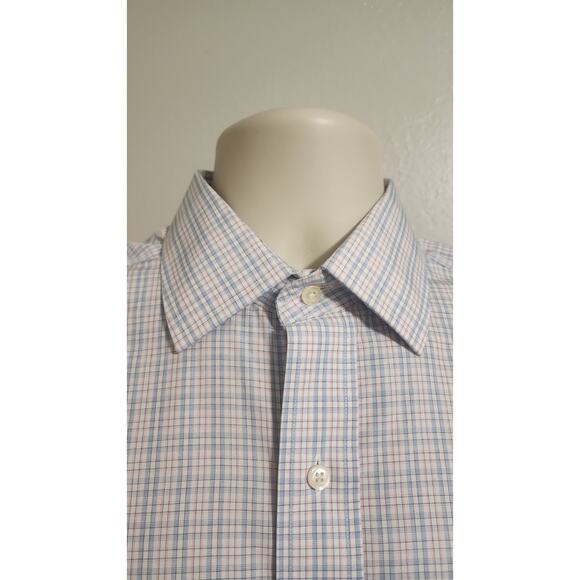 Brooks Brothers 346 White W/ Blue/Pink Checkered Cotton Button-up Shirt size 15 - Picture 2 of 6